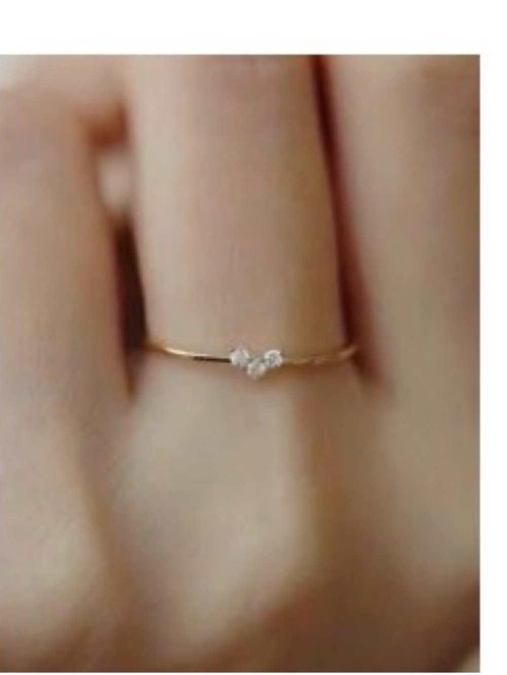 Minimalist Gold Band Ring with Three Tiny Clear Stones